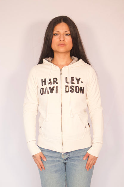 veste zippée Harley Davidson crème vue de face